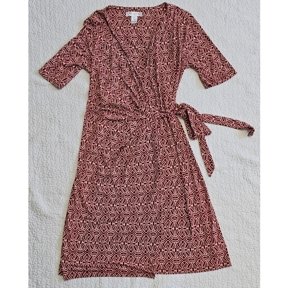 Motherhood Maternity - Red & Pink Wrap Dress - Picture 2 of 7